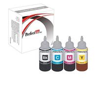 PerfectPrint Ink Bottle Refill For Printer, Compatible With Epson ET-2710 ET-2711 ET-2712 ET-2714 ET-2715 ET-2720 ET-2726 ET-4700 104 (Black/Cyan/Magenta/Yellow, 4-Pack)