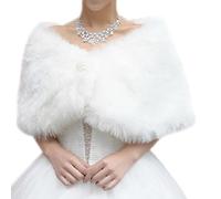 perfectshow Nice Winter Ivory Faux Fur Wrap Shawl Shrug Bridal Accessory, Thicken Warm Shawl Stole Wrap Evening Dress Shawl Coats Gift One Size, White, 38.58 ± 1.96inch/98 ± 5cm - 11.02inch/28cm