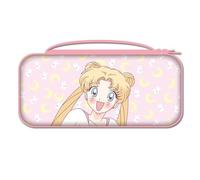 PERFECTSIGHT Cute Switch Carrying Case for Nintendo Switch OLED, Kawaii Hard Shell Portable Travel Carry Case with 12 Game Card Slots, Protective Storage Bag for NS Console & Accessories-Happy Moon