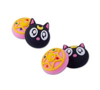 PERFECTSIGHT Cute Thumb Grip Caps for Switch 2, PS5, PS4, Xbox Series X/S, Xbox One, Switch PRO Controller, 4PCS Kawaii Soft Rubber Analog Thumbsticks Grips Joystick Cover (Black Luna)