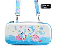 PERFECTSIGHT Ocean Shark Switch 2 Carrying Case for Nintendo Switch 2 Travel Carry Case with 10 Game Card Slots, Inner Protective Storage Bag for NS Console & Accessories (Blue Sea World)