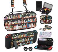 PERFECTSIGHT Switch Carrying Case for Nintendo Switch 6.2 Inch Console with 10 in 1 Bundle Accessories, Game Card Case, Swtich Thumb Grip Caps, Switch Protective Case Cover (Black Cats)