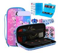 PERFECTSIGHT Switch Carrying Case for Nintendo Switch 6.2 Inch Console with 10 in 1 Bundle Accessories, Game Card Case, Swtich Thumb Grip Caps, Switch Protective Case Cover (Blue+Purple)