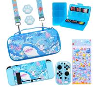 PERFECTSIGHT Switch Carrying Case for Nintendo Switch 6.2 Inch Console with 10 in 1 Bundle Accessories, Game Card Case, Swtich Thumb Grip Caps, Switch Protective Case Cover (Shark)