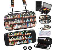 PERFECTSIGHT Switch Carrying Case for Nintendo Switch OLED 7 Inch Console with 10 in 1 Bundle Accessories, Game Card Case, Swtich Thumb Grip Caps, Switch Protective Case Cover (Black Cats)