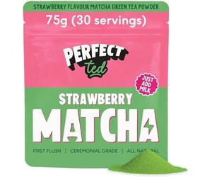 PerfectTed Berry Matcha Powder, Ceremonial Grade Japanese, Perfect for Lattes, Smoothies & Baking | with L-Theanine | Natural Flavour | Antioxidants | Vegan (75g, Strawberry)