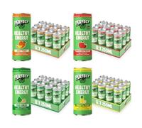 PerfectTed Original Sparkling Healthy Energy Drink, Single Can, All-Natural Green Tea Caffeine & L-Theanine | Low Calorie Refreshing Carbonated Beverage | Vegan | Gluten-Free (48 Pack, Variety)