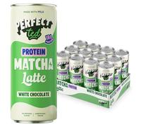 PerfectTed Protein Matcha Latte RTD, Ceremonial Grade Japanese, 12 x 250ml Cans, Ready-to-Drink with Gluten-Free Oats | Smooth & Creamy | Dairy-Free | Vegan (12 Pack, Protein White Chocolate)