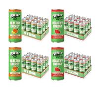 PerfectTed Sparkling Healthy Energy Drink, All-Natural Green Tea Caffeine & L-Theanine | Vegan | Gluten-Free (48 Pack, Apple Raspberry, Juicy Peach)