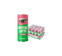 PerfectTed Strawberry Matcha Latte RTD, Ceremonial Grade, 12 x 250ml Cans, Ready-to-Drink with Gluten-Free Oats | Smooth & Creamy | Dairy-Free