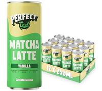 PerfectTed Vanilla Matcha Latte RTD, Ceremonial Grade, 12 x 250ml Cans, Ready-to-Drink with Gluten-Free Oats | Smooth & Creamy | Dairy-Free | Vegan