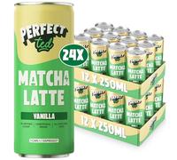 PerfectTed Vanilla Matcha Latte RTD, Ceremonial Grade, 24 x 250ml Cans, Ready-to-Drink with Gluten-Free Oats | Smooth & Creamy | Dairy-Free
