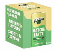 PerfectTed Vanilla Matcha Latte RTD, Ceremonial Grade Japanese, 4 x 250ml Cans, Ready-to-Drink with Gluten-Free Oats | Smooth & Creamy | Dairy-Free | Vegan (4 Pack, Vanilla)