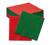 Perfectware Christmas Cocktail Napkins, Red and Green, Paper, 100 Count, Disposable Beverage Napkins for Holiday Winter Party