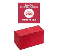 Perfectware - PW-2 Ply Red Bev-250 2 Ply Red Beverage Napkins- Pack of 250ct
