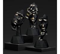 Perfekto24 Decorative Modern Sculpture Set in Black, Sculptures of Thinkers, Silence is Golden, See Nothing Hear Nothing Say Nothing (3 Pieces)