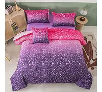 PERFEMET AONELAS Purple Glitter Comforter Set Twin Size 6 Pieces Bed in A Bag for Teen Girls 3D Colorful Rainbow Bedding Comforter Sheet Set Ultra Soft Galaxy Quilted Duvet