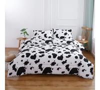 PERFEMET Black White Cow Print Comforter Sets Animal Theme Bedding Quilt Set with 2 Pillowcases for Kids Teen Boys Girls Full/Queen Size