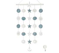 Perfeso.L Beach Coastal Starfish Wall Hanging Decor | Wood 28"x16" Nautical Wall Art with Anchor Seashell, Blue White Rustic Home Decor for Bathroom, Bedroom, Living Room, Porch, Boho Farmhouse