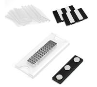 PERFETSELL 10 PCS Black Magnetic Name Badges DIY Blank ID Holders Fastener Strong Magnetic Name Tags Strength Neodymium Magnets with Adhesive on Front Plate and Display Holder for Jacket Shirt