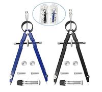 PERFETSELL 2 Pack Professional Compass Math Compass Geometry with Lock Screws and Lead Replacement, Metal Drafting Compass Precision Spring Bow Compass Drawing with Wheel for Woodworking, School