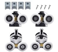 PERFETSELL 4 PCS Shower Door Rollers 23mm Sliding Shower Door Runners Wheels 2 Top & 2 Bottom Showers Wheels Replacements for Curved Doors, Chrome Plated Fixing Pulleys Fit Glass Holes 14mm