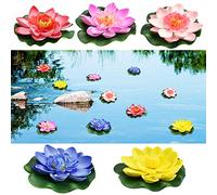 PERFETSELL 5 PCS Floating Flowers for Ponds, Artificial Foam Lotus Flowers