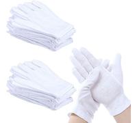 PERFETSELL 6 Pairs White Cotton Gloves - Soft, Reusable, Waiters/Serving Gloves for Coin, Jewelry, Silver Inspection & Hand Moisturizing