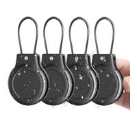 PerfiPro Waterproof AirTag Keychain Holder - 4 Pack Air tag Lock Case with Wire Cable for Apple AirTags, Ultra Durable | Anti-Lost | Airtag Protective Case with Keyring for Luggage, Backpack, Key,