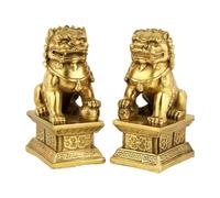 perfk 1 Pair Chinese Foo Dogs Lion Statues Polyresin Decorative for Banks Handicraft Desktop Decoration Feng Shui Ornament, 5cmx4cmx7cm