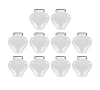 perfk 10Pcs Empty Juice Bottles Valentines Drink Bottle Water Bottles Heart Shaped Beverage Container for Milk Tea Coffee Juicing, lid with hole