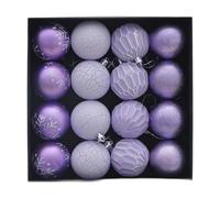 perfk 16x Christmas Ball Ornaments Xmas Balls Party Supplies Xmas Tree Baubles Hanging Balls for Indoor Backyard Celebration Decor, Purple