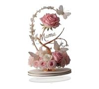 perfk 2D Acrylic Ornament Plaque 2D Flat Sign DIY Unique Art Collectible Decoration for Cabinet Dining Room Desktop Centerpiece, Flower 13.8cmx21cm