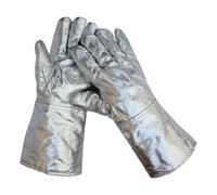 perfk 2Pcs Aluminum Foil Welding Gloves Thermal Insulating Gloves for Casting, 38cm 350 to 1000