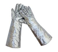 perfk 2Pcs Aluminum Foil Welding Gloves Thermal Insulating Gloves for Casting, 45cm 350 to 1000