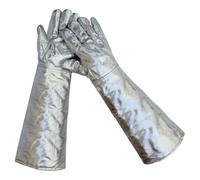 perfk 2Pcs Aluminum Foil Welding Gloves Thermal Insulating Gloves for Casting, 60cm 350 to 1000