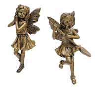 perfk 2Pcs Fairy Sisters Statue Flower Pot Accessories Hanging Ornament Cute Resin Sculpture Multipurpose