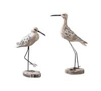 perfk 2X Wooden Seagull Figurine Bird Sculpture Home Decor Keepsake Sea Bird Statue Desktop Ornament for Balcony Shelf Bedroom