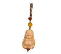 perfk 3.5" Wooden Buddha Keychain Pendant Buddha Sculpture Craft Bag Hanging Decoration, C