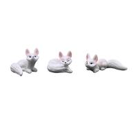 perfk 3 Pieces Garden Fox Miniature Figurines Animal Statues Centerpiece Decorative Creative Garden Decoration for Outdoor, White