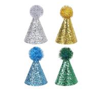 perfk 4-piece Birthday Hat for Dogs And Cats, Glittery Cat And Dog Hat Decorations, Pet Hats, Animal Headwear for Pets, Style A