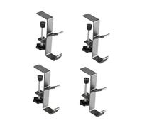 perfk 4 Pieces Desk Mount Bag Holders Clamp on Backpack Hanger Saving Space Storage Practical Adjustable Clamp Headphone Holder, Silvery