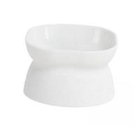 perfk 5 X Tall Cat Bowls with Sloped Top And Bottom Bowls Stylish And Cat Food Dishes White, 6 Pcs