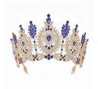 perfk Adjustable Stage Crown Bridal Tiara Rhinestone Headpiece Crystal Alloy Frame With Openwork Leaf And Teardrop Motifs, style to 11