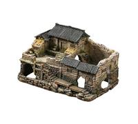 perfk Betta Fish Tank Hideout House, Hide Cave Hut Micro Landscape Resin Toy Aquarium Decoration Resin Statue for Patio Home Lawn, Style A