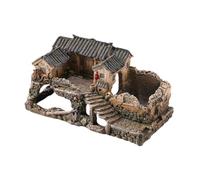 perfk Betta Fish Tank Hideout House, Hide Cave Hut Micro Landscape Resin Toy Aquarium Decoration Resin Statue for Patio Home Lawn, Style C