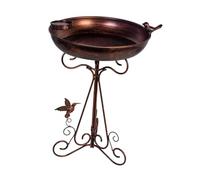 perfk Birdbath with Metal Base And Three Ground Spikes. Versatile, Sturdy Bird Feeder for Outdoor Lawns.