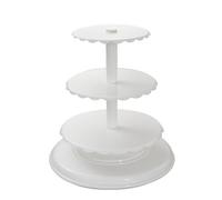perfk Cake Display Stand With 5 Tier Plates White Round Base Central Threaded Column Generous Spacing Between Tiers Suitable For Professional Culinary Artists Birthday Parties , size to 1