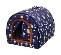 perfk Cat Cave Bed Pet House 2 Ways Use Winter Nest Washable Removable Cover Dog Bed for Bunny Feral Cats Resting Indoor Outdoor, Balloon 75x50x50cm