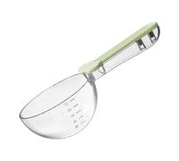 perfk Cat Food er with Scale Clear Easily Clean Ergonomic Handle Multifuctional Dog Food Spoon with Sealing Clip, Green